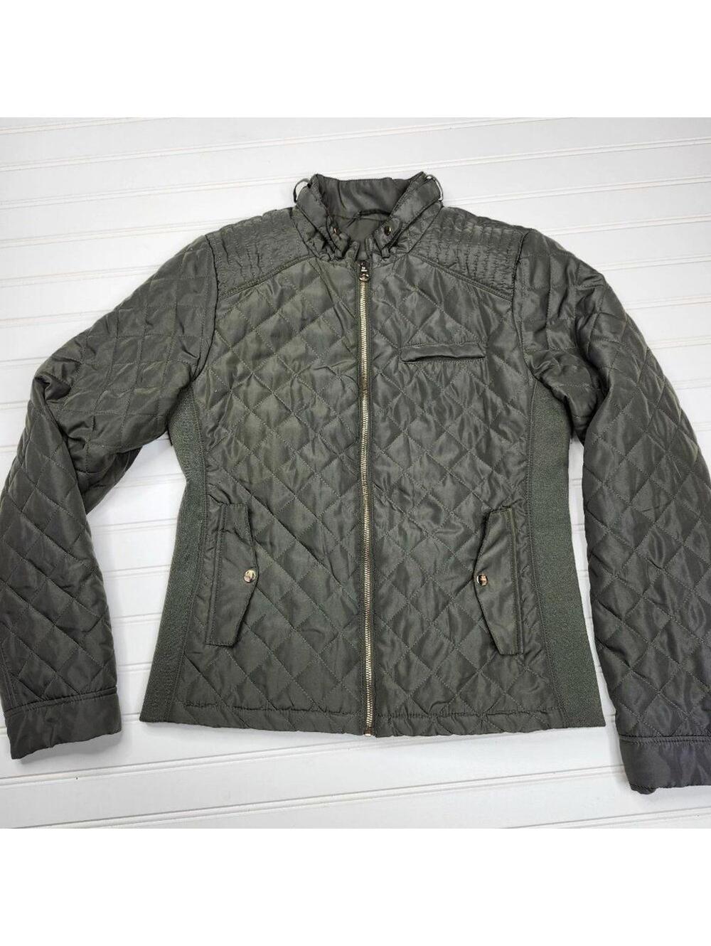 Women's Olive Green Quilted Jacket Me Jane Large